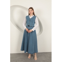 Veralis Denim Yelekli Takım – Zamansız Şıklık, Gün Boyu Konfor!