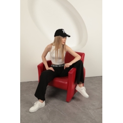 Veralis İki İplik Kumaş Beli Yazı Detaylı Kadın Pantolon – Rahat ve Trend!