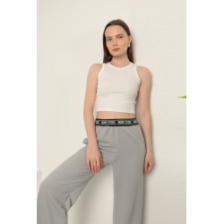 Veralis İki İplik Kumaş Beli Yazı Detaylı Kadın Pantolon – Rahat ve Trend!