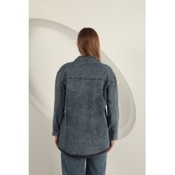 Veralis Denim Kumaş Cep İnci Detaylı Mavi Kadın Gömlek – Zarafeti ve Rahatlığı Buluştur!