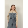 Veralis Denim Garnili Poplin Elbise – Şıklık ve Konforun Buluştuğu Özel Tasarım!